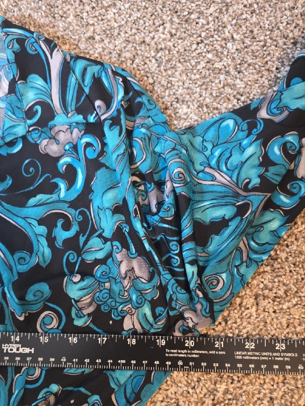 Ellen Tracy Boho Black & Teal Patterned Wrap Midi Dress Size XL NWT - Picture 11 of 16